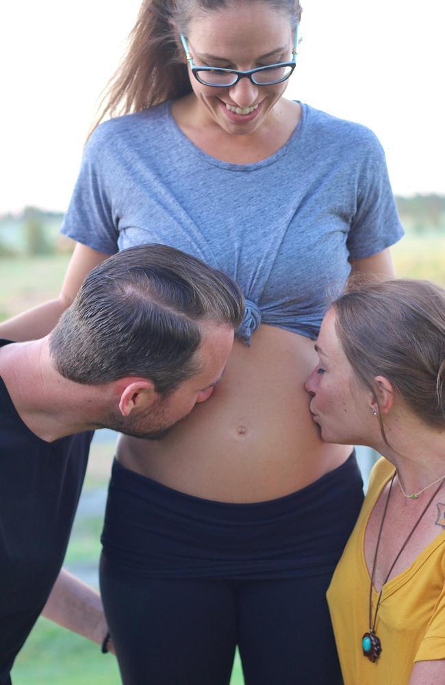 Lo and Mike are expecting a child and they want girlfriend Jess to nurse the child too. Picture: Mercury Press/Caters News