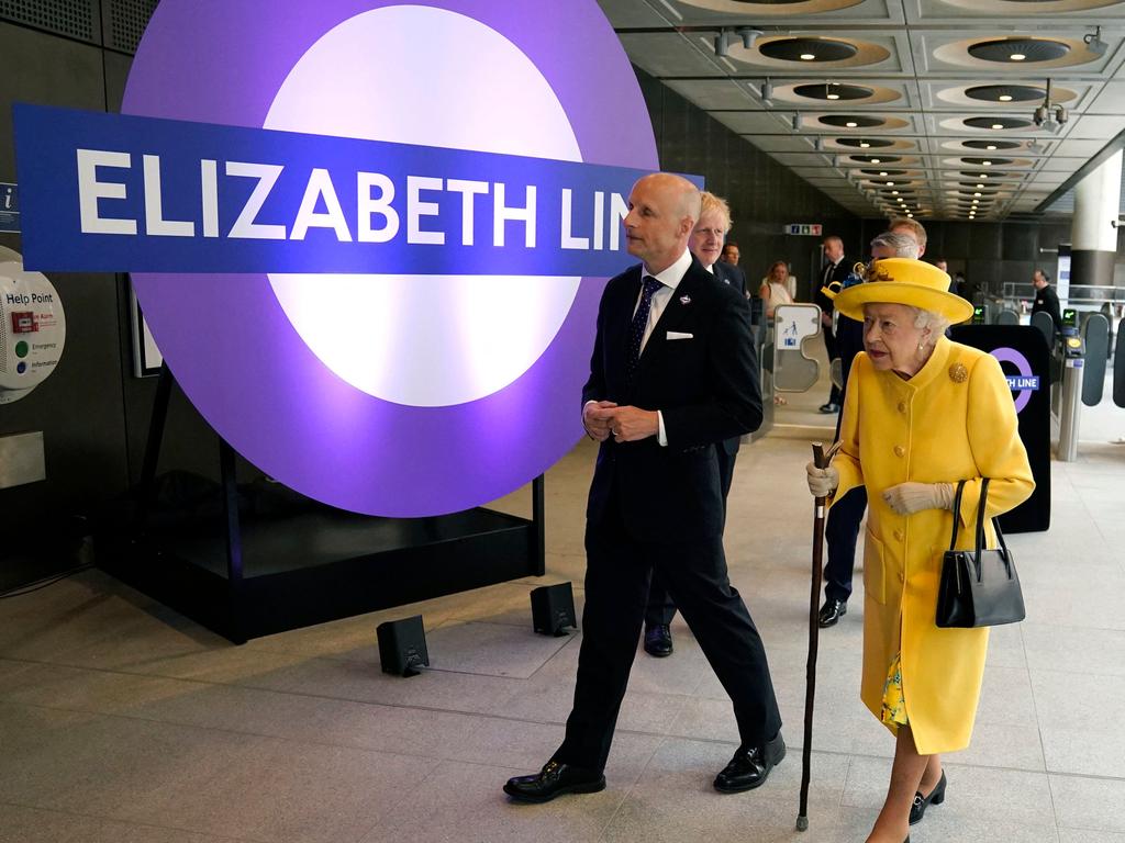 Britain's Queen Elizabeth II visits Paddington Station in London to mark the new 'Elizabeth Line' rail service, Picture: AFP.