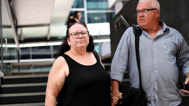 Sonya Carroll, who lost her mother Decima to the Whiskey Au Go Go fire, leaves the Coroner's Court in Brisbane. An inquest into the 1973 firebombing of the nightclub, which killed 15 people, will be held in June. Picture: NCA NewsWire / Dan Peled