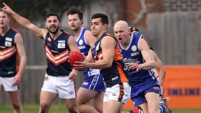 EDFL: Gabriel Cristiano of Burnside Heights on the run. Photo: Hamish Blair