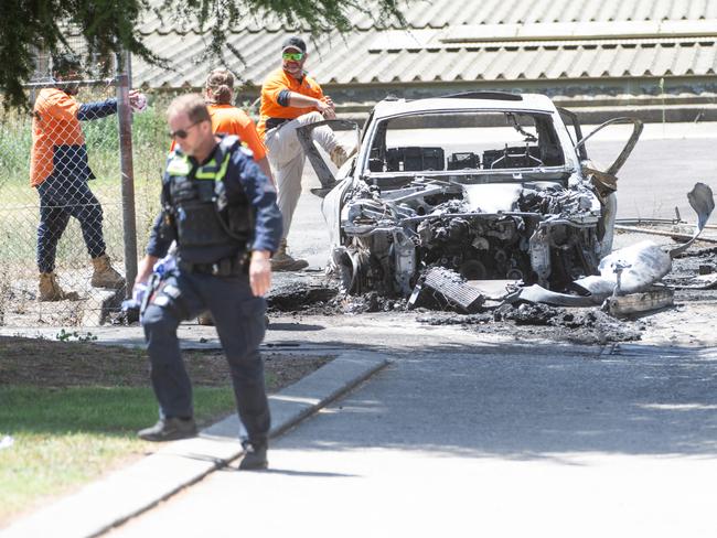 The killers fled Preston in a Porsche which was found burnt out in Reservoir. Picture: Tony Gough