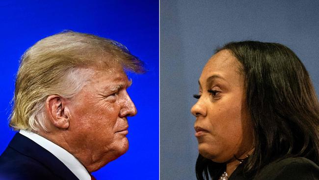 Former US president Donald Trump and Fulton County District Attorney Fani Willis. Picture composite: AFP