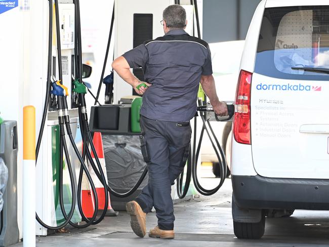 BRISBANE, AUSTRALIA - NewsWIRE Photos MARCH 6, 2024:  Fuel prices and people filling up their car with fuel in Brisbane.Picture: NCA NewsWIRE / John Gass