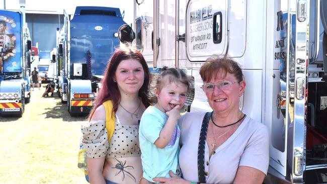 Brisbane family Katie, Willow, and Nana Vanessa travelled to Gatton for the 2023 Lights on the Hill Trucking Memorial event.