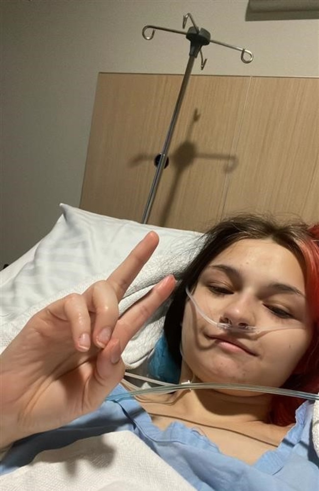 Christabel Moschetti, 22, in Sydney receiving treatment. Picture: Gera Kazakov