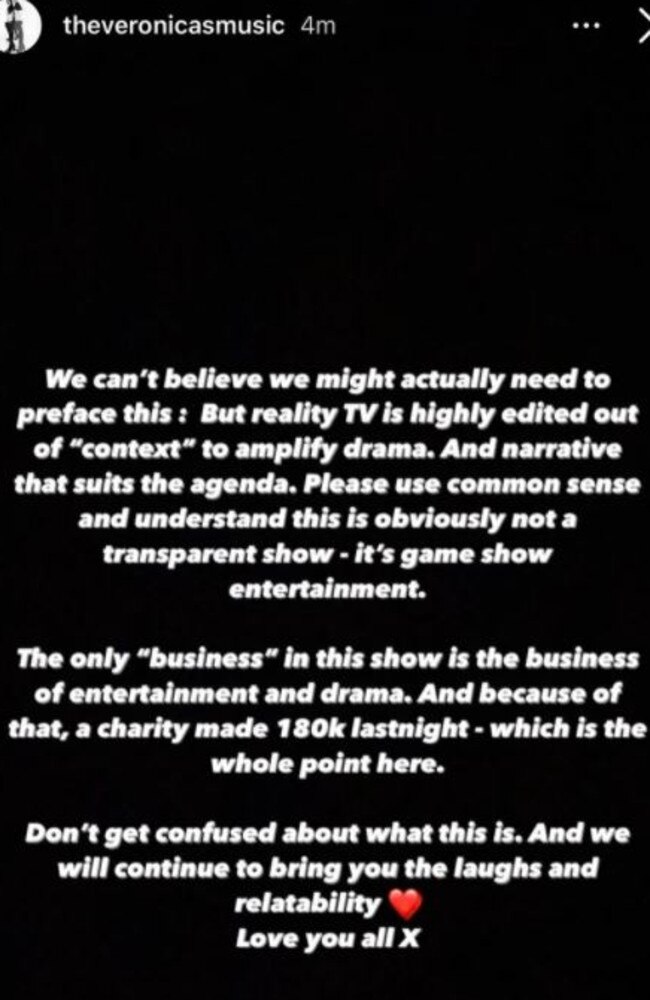 The Veronicas initially slammed the show's editing after the first episode. Picture: Instagram