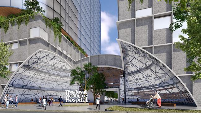 Artists render of the new Royal Melbourne Hospital entrance.