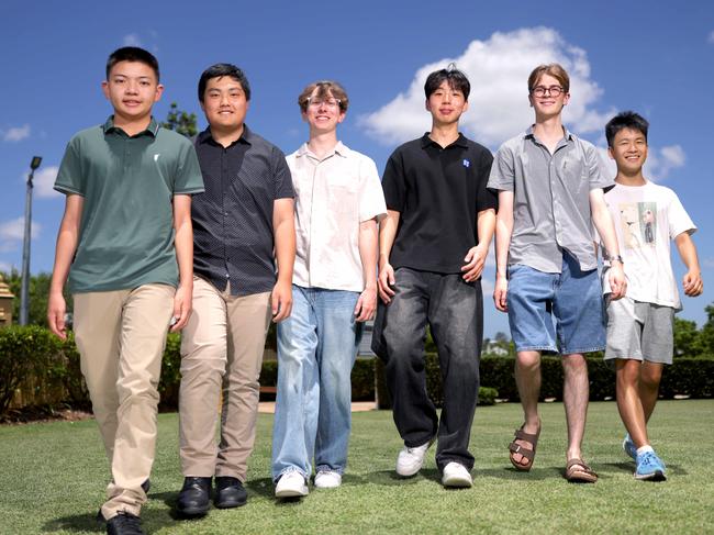 Michael Ye, Joshua Liew, Sam Wojcik, Ben Eom, Atticus Moore, Alex Fung of Brisbane Boys’ College. Picture: Steve Pohlner