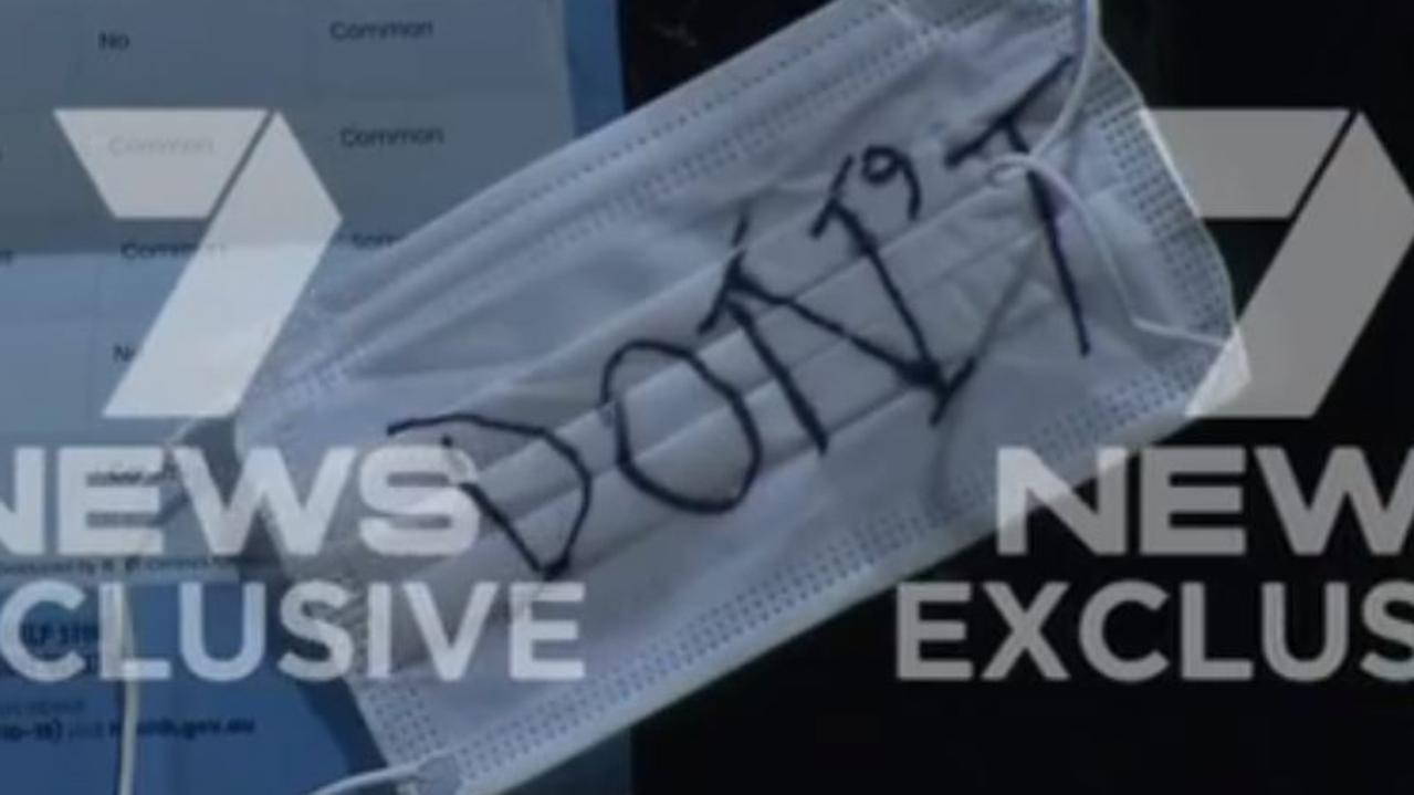 Federal Health Minister Greg Hunt's electorate office in Melbourne's southeast has been graffitied overnight by anti-maskers. Picture: Channel 7