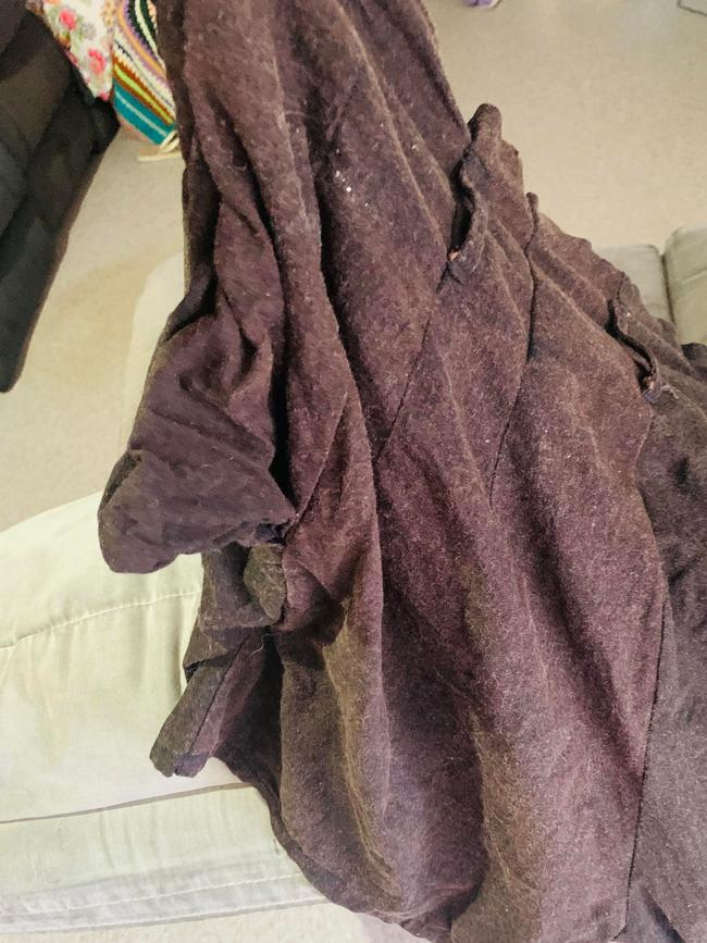 Clothing discoloured after swim at Settlement Cove lagoon. Pic: Juana Ellison.