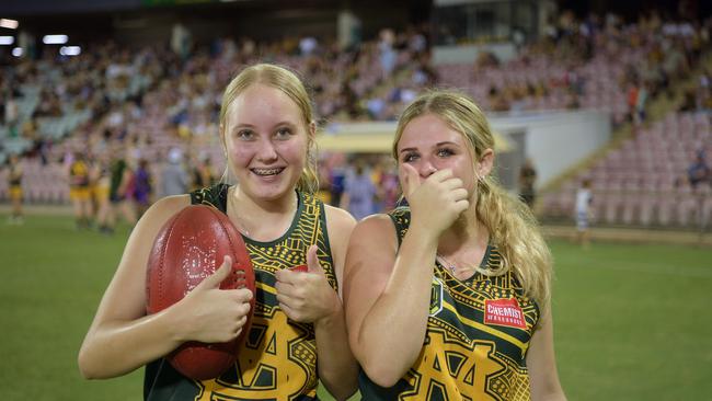 Sharna Edwards and Nelly Robertson enjoying the action at TIO Stadium. Picture: (A)manda Parkinson