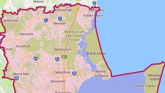 A map shows the northern end of the white spot disease movement restriction area. Picture: Contributed