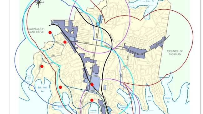 Mapping by North Sydney Council showing the radius for potential new housing developments.