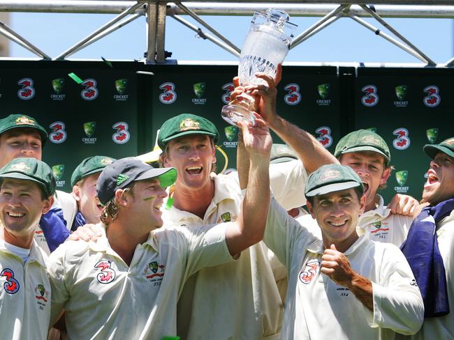 Shane Warne, Glenn McGrath and Justin Langer retired together after a 5-0 Ashes whitewash in 2007. Picture: Phil Hillyard