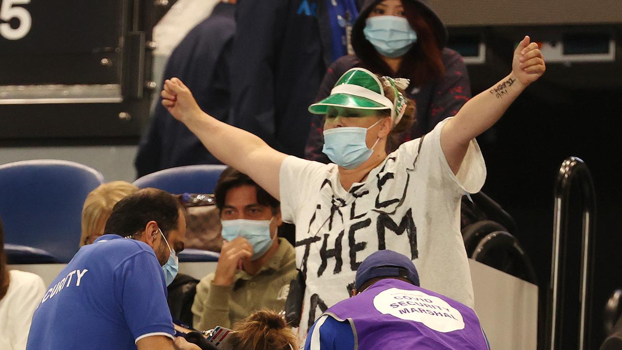 Protesters evicted from Rod Laver Arena.