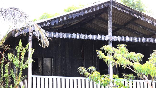 The aftermath of an overnight house fire at Nelson Street, Kalinga. Picture: David Clark