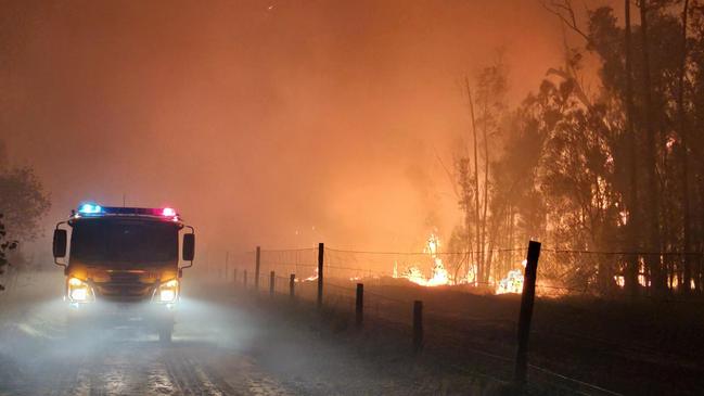 Multiple ground crews and aircraft are working to contain a large, fast-moving grassfire burning near Chinchilla Tara Road, Tara.