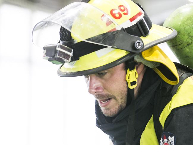 Jack Morphet takes the physical test in place to recruit firefighters. Picture: Dylan Robinson