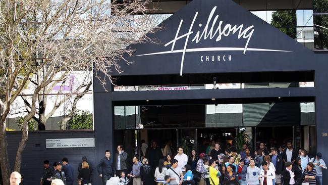 Hillsong parishioners leaving the Waterloo campus in Sydney after attending a Fathers Day service.