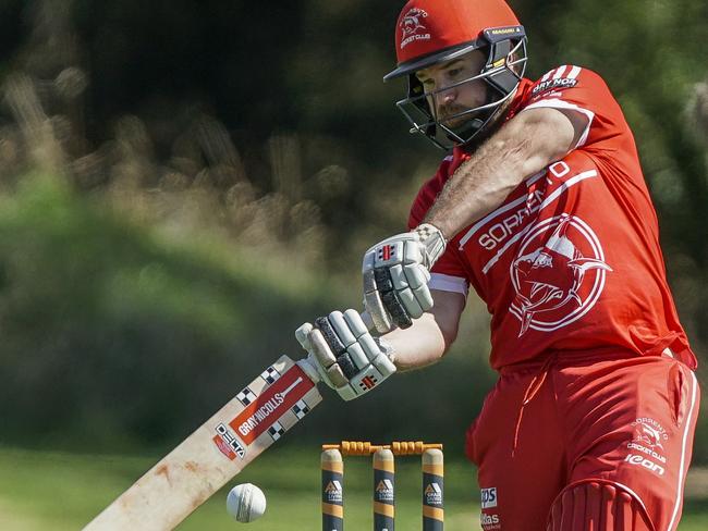 Sorrento opener Corey Harris hits out. Picture: Valeriu Campan