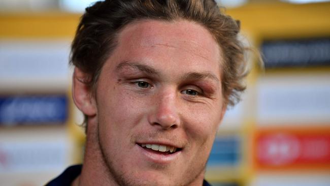 Australia's Michael Hooper speaks at a press conference in Sydney.