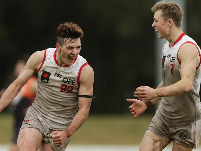 Errol Gulden and Braeden Campbell captained the Swans’ Academy side together in 2020. Picture: Mark Metcalfe/AFL Photos