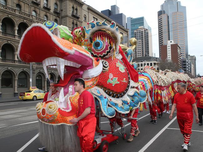 A dragon in Melbourne's China town which went to the MCG as part of the Multicultural AFL round. Sunday, Aug 9. 2015. Picture: David Crosling