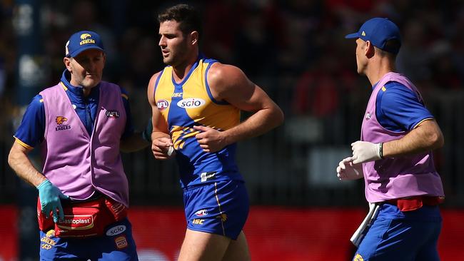 Jack Darling left the ground after a heavy tackle in the first half and did not return. Picture: Getty Images