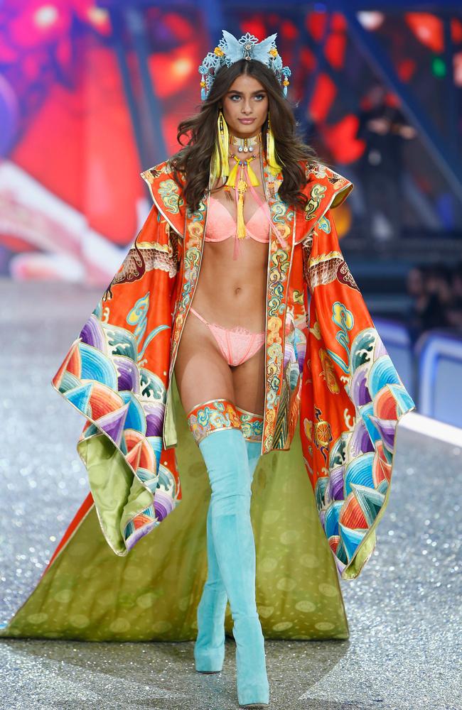 Taylor Hill walks the runway during the 2016 Victoria’s Secret Fashion Show on November 30, 2016 in Paris, France. Picture: Getty