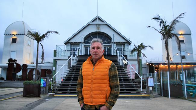 Darren Holroyd outside The Pier in Geelong. ‘Now it looks like restrictions will continue for another couple of months.’ Picture: Aaron Francis