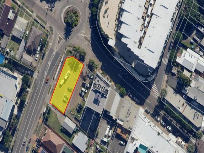 Location of the proposed six-storey shop top housing for 15-17 Coral St, The Entrance. Picture: supplied