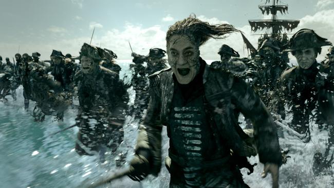 The villainous Captain Salazar (Javier Bardem) heads for shore in Pirates of the Caribbean: Dead Men Tell No Tales. Picture ©Disney Enterprises, Inc.