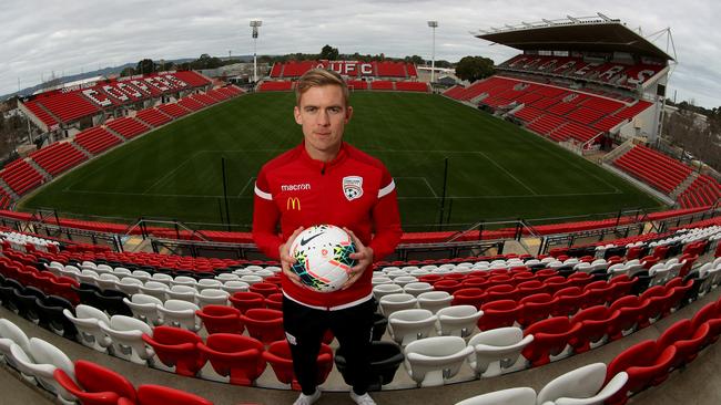 Norwegian striker Kristian Opseth at Coopers Stadium, Hindmarsh, after signing for Adelaide United. Picture: AAP Image