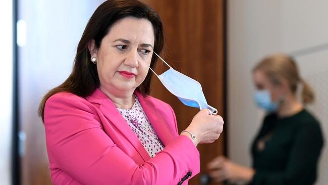 BRISBANE, AUSTRALIA - NewsWire Photos - JULY 1, 2021.Queensland Premier Annastacia Palaszczuk arrives for a media conference to provide a Covid update.Picture: NCA NewsWire / Dan Peled