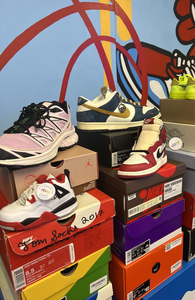 Jerry Kim has a one-of-a-kind private sneaker collection worth a cool $50,000. Picture: Jessica Cham