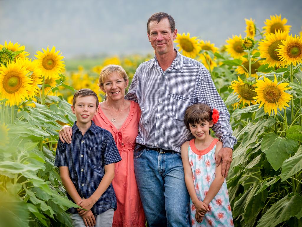 Simon Mattsson with wife Sue and children Luke and Sophie are one of the families living along Powells Rd in Marian. Picture: Summer Rain Photography