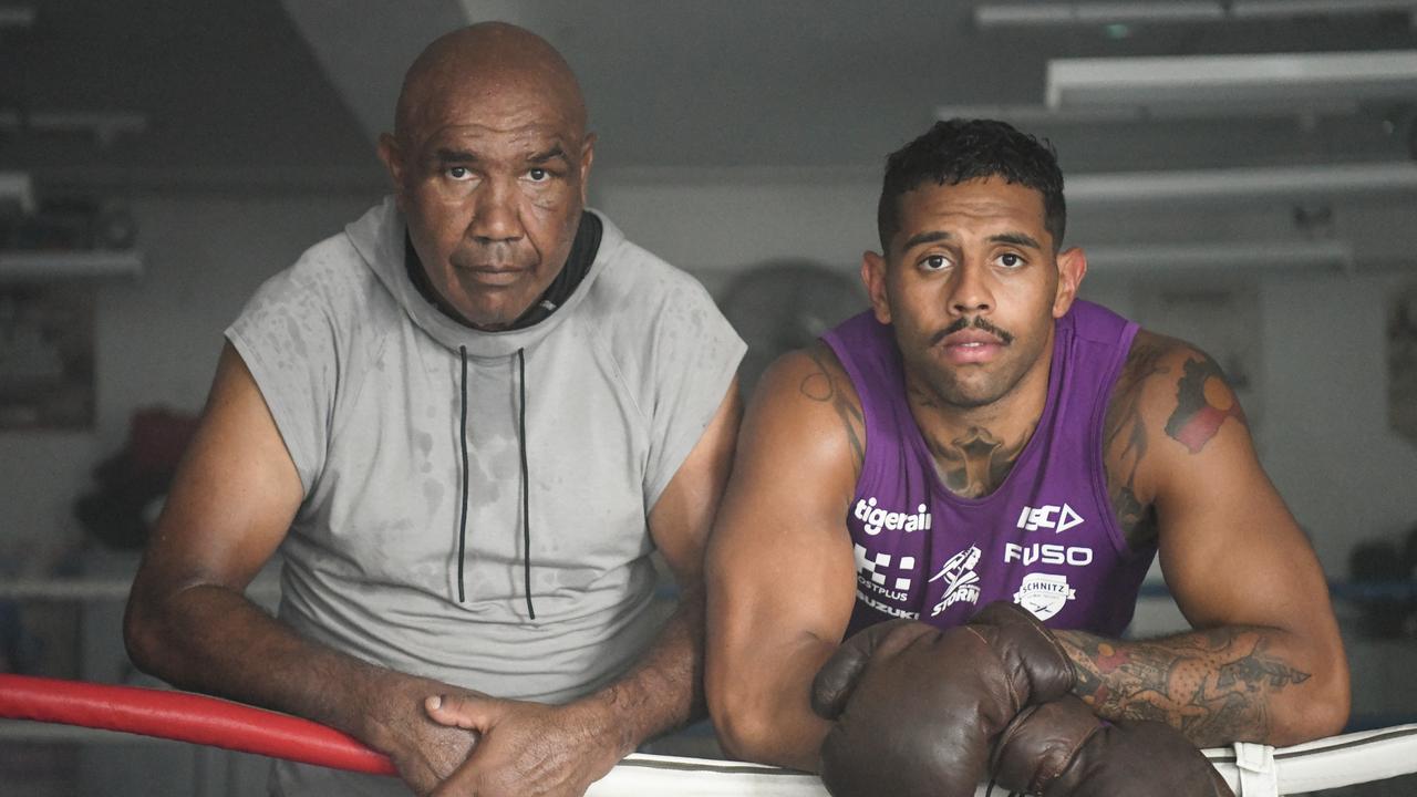 Josh Addo-Carr with his granddad and former boxing champion Wally Carr.