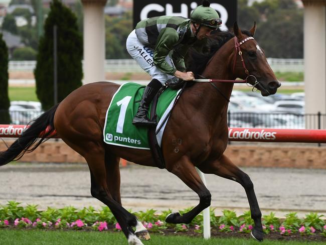 John Allen pilots Yes Yes Yes to victory in the Punters.com.au Plate at Moonee Valley.