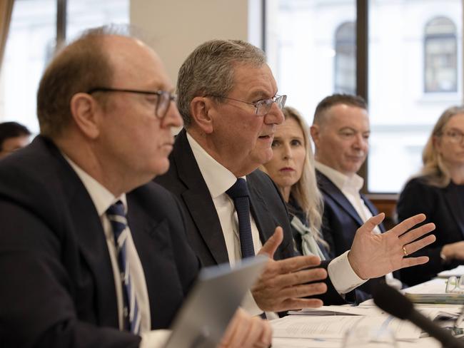 The Australian Securities & Investments Commission (ASIC) (L-R) Tim Mullaly, Joe Longo, Simone Constant, Alan Kirkland and Kate OÃ&#149;Rouke in Sydney for a Parliamentary hearing. Jane Dempster/The Australian.