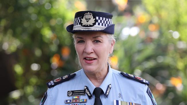 Police Commissioner Katarina Carroll during a press conference at the Queensland Police Academy, Oxley. Picture: Liam Kidston.