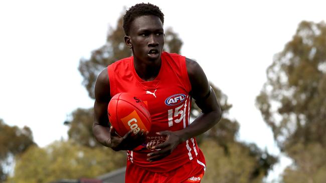 Tew Jiath is a player who has attracted a lot of interest. Photo by Kelly Defina/AFL Photos/via Getty Images