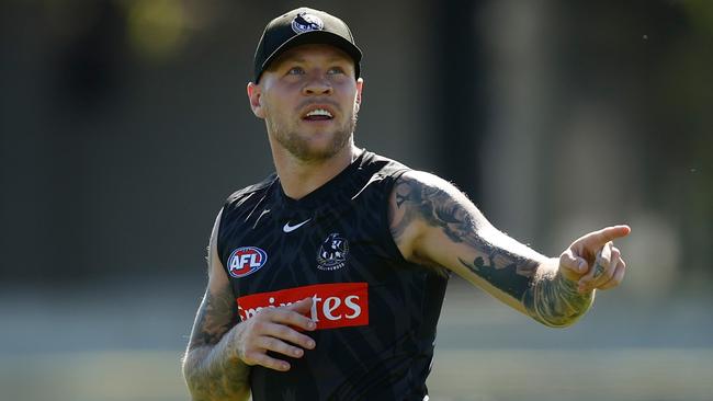 Jordan De Goey returns to Magpies training. Picture: Michael Willson/AFL Photos via Getty Images