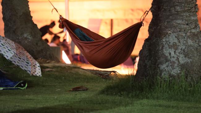 One Sydneysider was even able to string up a hammock between two palm trees. Picture: Dean Asher