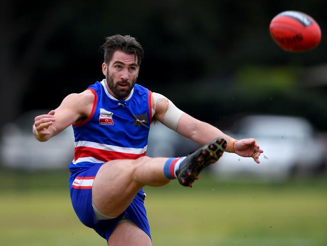 Jason Pongracic in action during the EFL (Div 1) Sth Croydon v Vermont football match in Sth Croydon, Saturday, June 23, 2018. Picture:Andy Brownbill