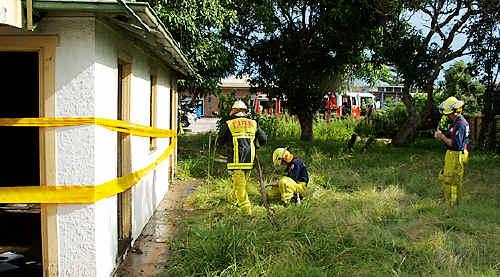 Put out: NSW Fire Brigade at a fire in an abandoned shed in Winton Lane, Ballina yesterday.