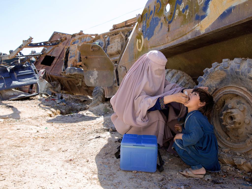 A child receives the oral polio vaccine in southern Afghanistan, one of the few countries where the virus remains endemic. Picture: Supplied.