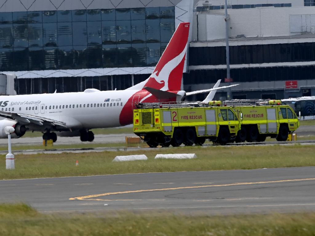 Emergency crews were on standby in the event of an emergency upon landing, luckily the plane touched down safely. Photo Jeremy Piper/NCA NewsWire