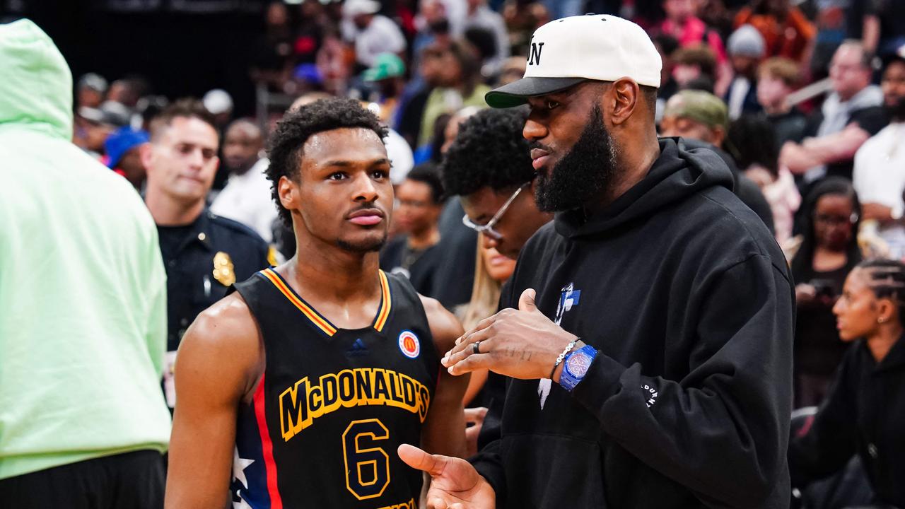 Bronny James and LeBron James are set to be LA Lakers teammates. (Photo by Alex Bierens de Haan / GETTY IMAGES NORTH AMERICA / AFP)