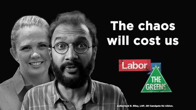 The LNP’s new attack ad slamming a “coalition of chaos”.