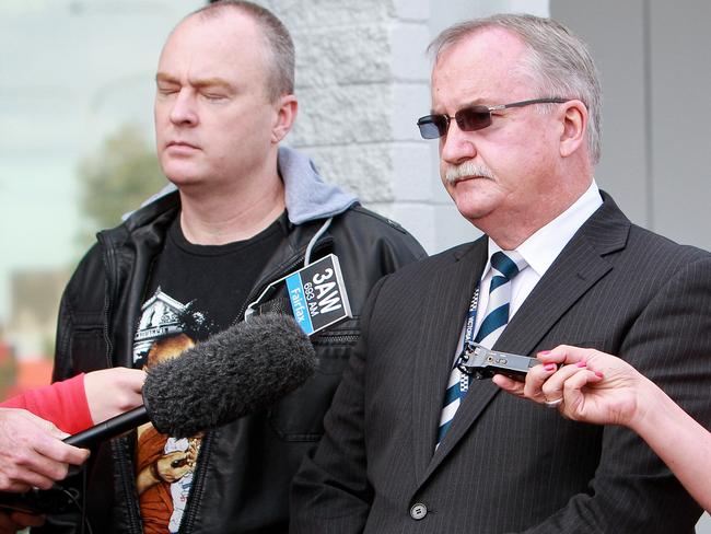 Bung’s stepfather Fred Pattison and Detective Inspector John Potter address the media.